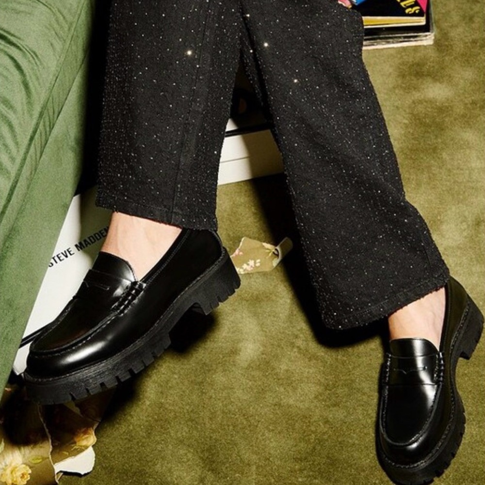 NWT Steve Madden Langsten Leather Platform Lug Sole Penny Loafers - size 9 - Picture 5 of 5